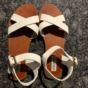 Steve Madden White Buckle Sandals